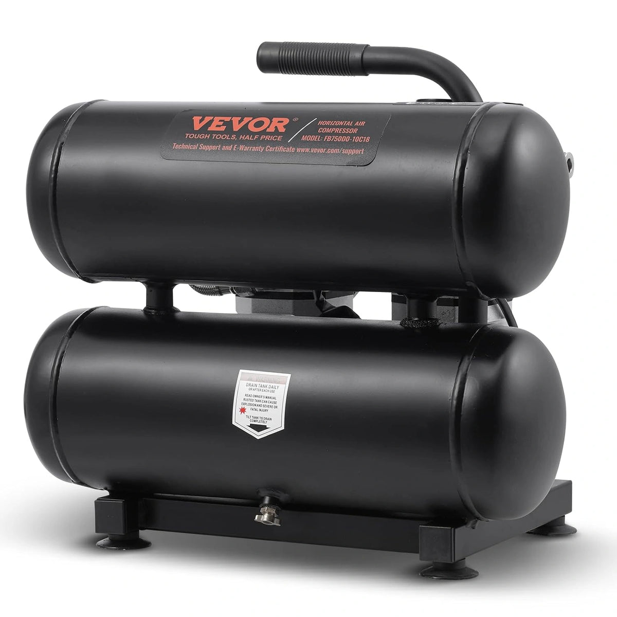 Kompresor VEVOR – moc 650 W, pojemność 18 l, do codziennego zastosowania