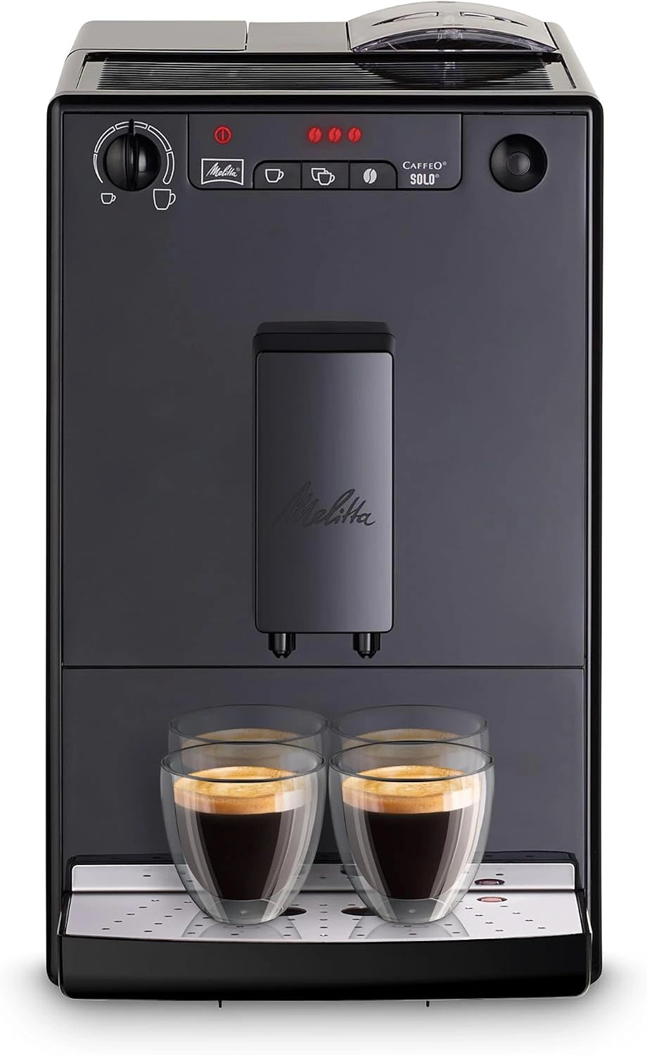 Ekspres do kawy Melitta E – kolor czarny i srebrny, moc 1400 W, pojemność 1,2 l, do domu lub biura