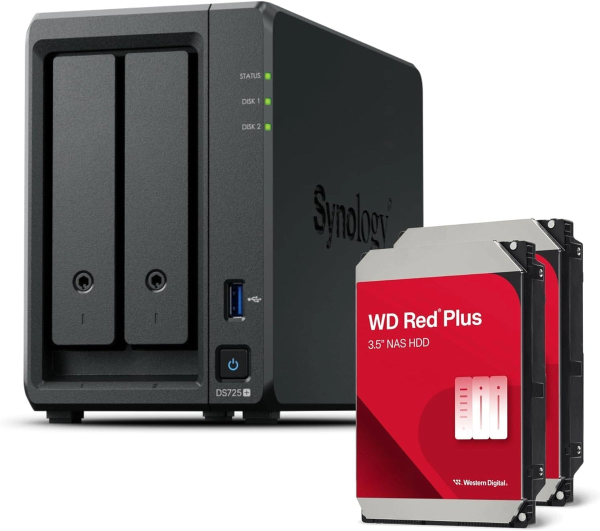 Produkt użytkowy Synology DS725+ – kolor czerwony, do codziennego zastosowania