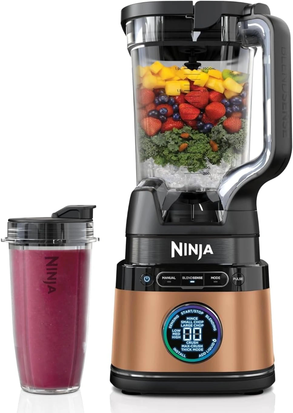 Urządzenie do mrożonych napojów Ninja 2-in-1 – kolor czarny i miedziany, moc 1200 W, pojemność 2 l, do codziennego zastosowania