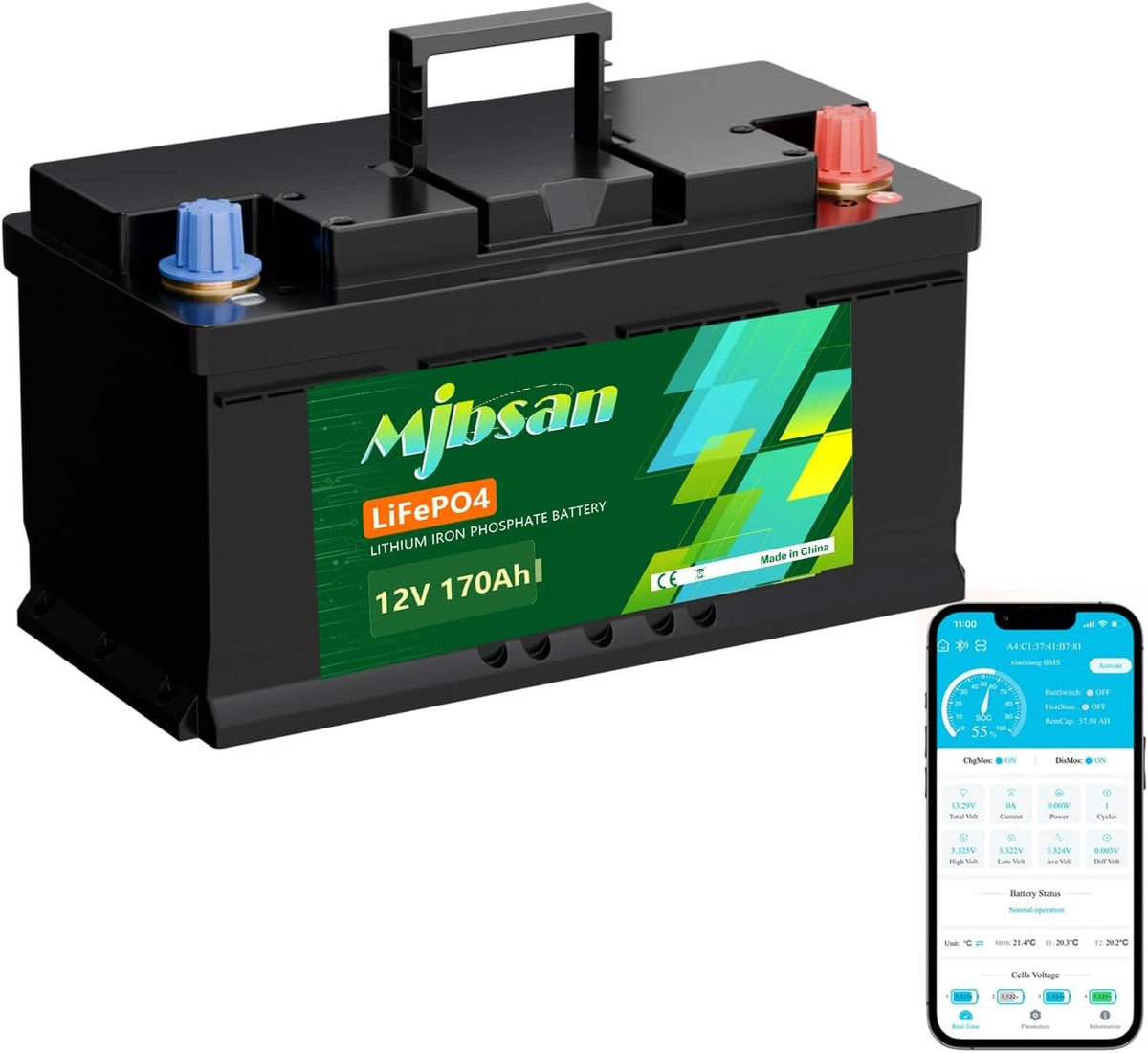 Produkt użytkowy Mjbsan 170 – akumulator 170 Ah, energia 2176 Wh, napięcie 12 V, do codziennego zastosowania